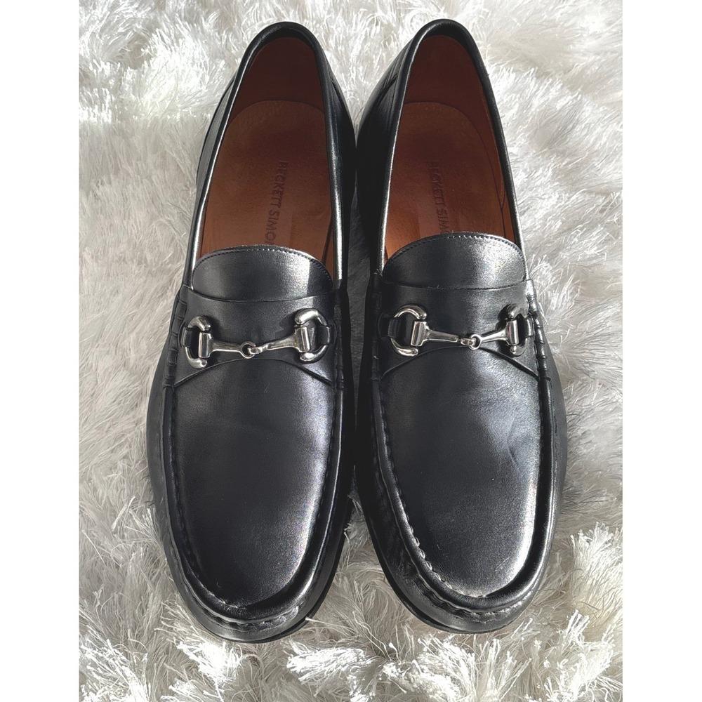 Beckett Simonon Beaumont Black Leather Horsebit Loafers Mens 10.5 Blake Stitched